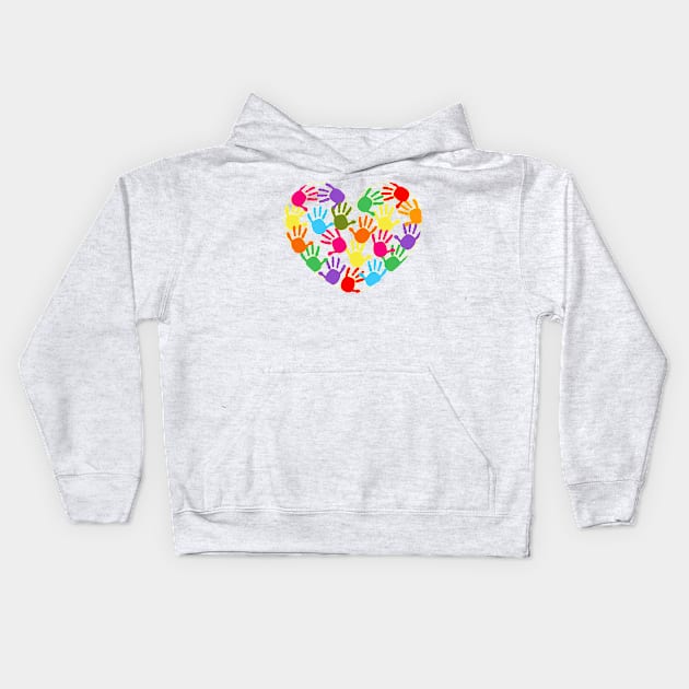 colorful hand prints Kids Hoodie by GULSENGUNEL